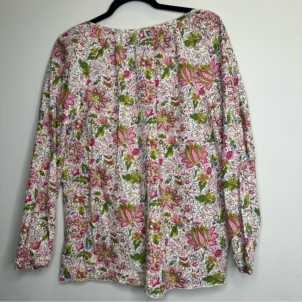Izod Long Sleeve Floral Print V Neck Blouse Size XL - Picture 2 of 5
